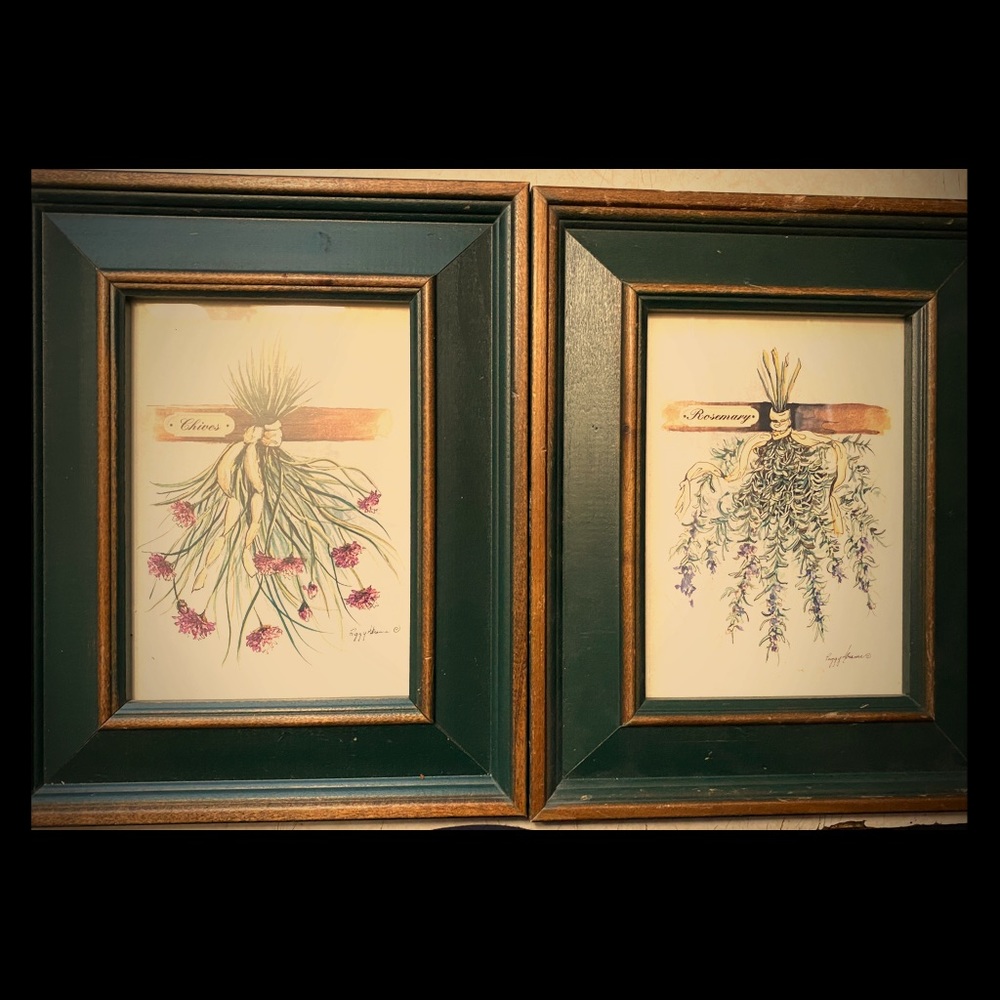 Framed Art - Chives & Rosemary WaterColor